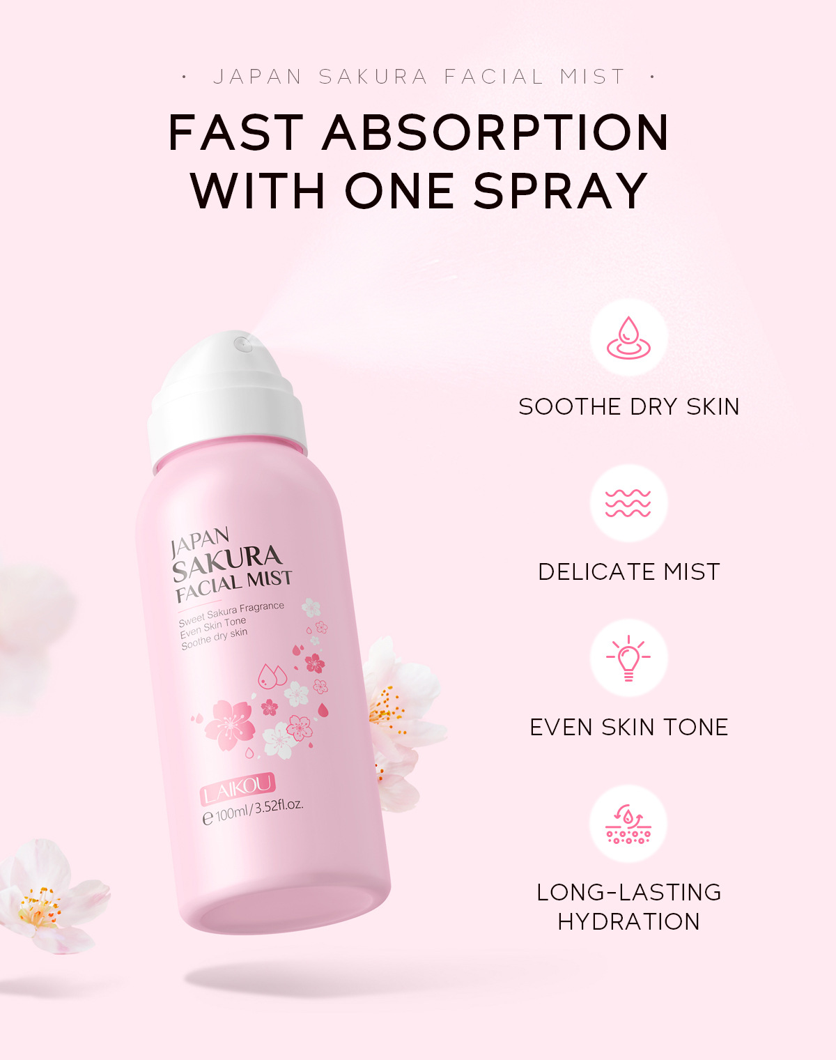 LAIKOU Sakura Facial Mist Brig - огляд і ціна Niacinamide Brightening Serum
