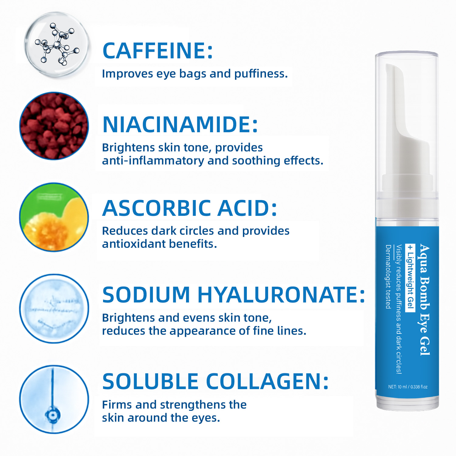 Aqua Bomb Cooling Eye Gel Caff - огляд і ціна Niacinamide Brightening Serum